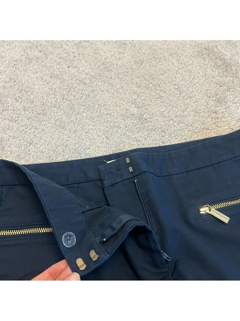 MICHAEL MICHAEL KORS Navy Blue Hutton Cotton-Blend slim fit ankle pants Sz 6 - Picture 7 of 14